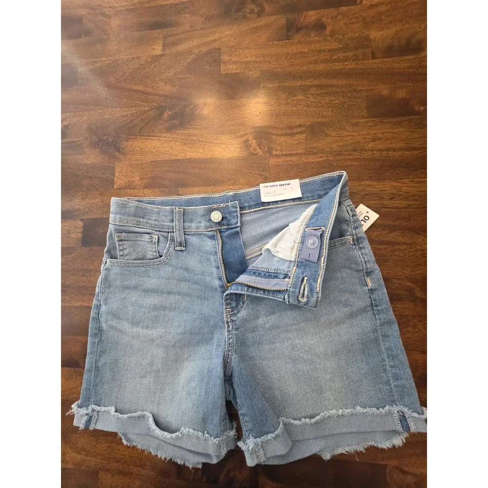 Old Navy Girls Denim Cut Off Shorts Size 14 Stretch Waiste New With Tag Sku 11